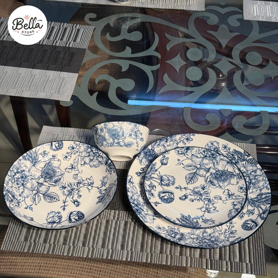 LUXURY ROYAL BLUE PLATE SET  24 Pcs