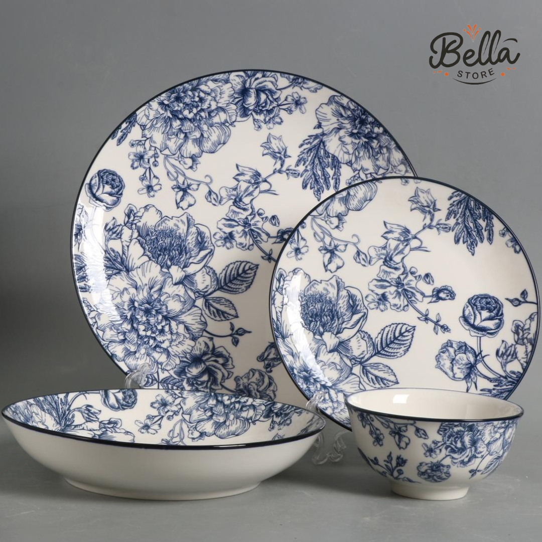 LUXURY ROYAL BLUE PLATE SET  24 Pcs